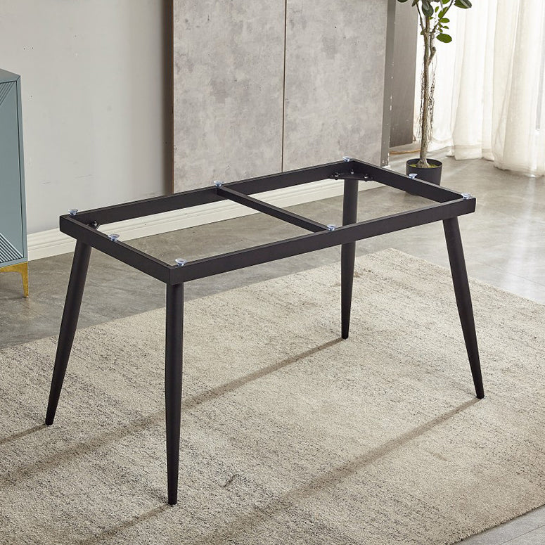Mesa de comedor rectangular industrial de metal, mesa interior con tapa de piedra sinterizada para comedor