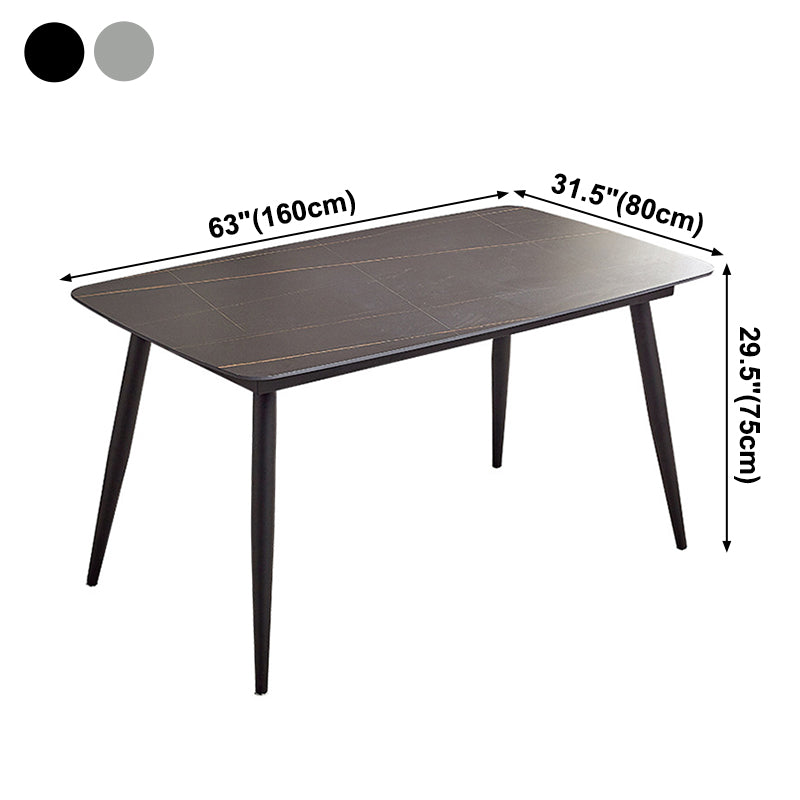 Mesa de comedor rectangular industrial de metal, mesa interior con tapa de piedra sinterizada para comedor