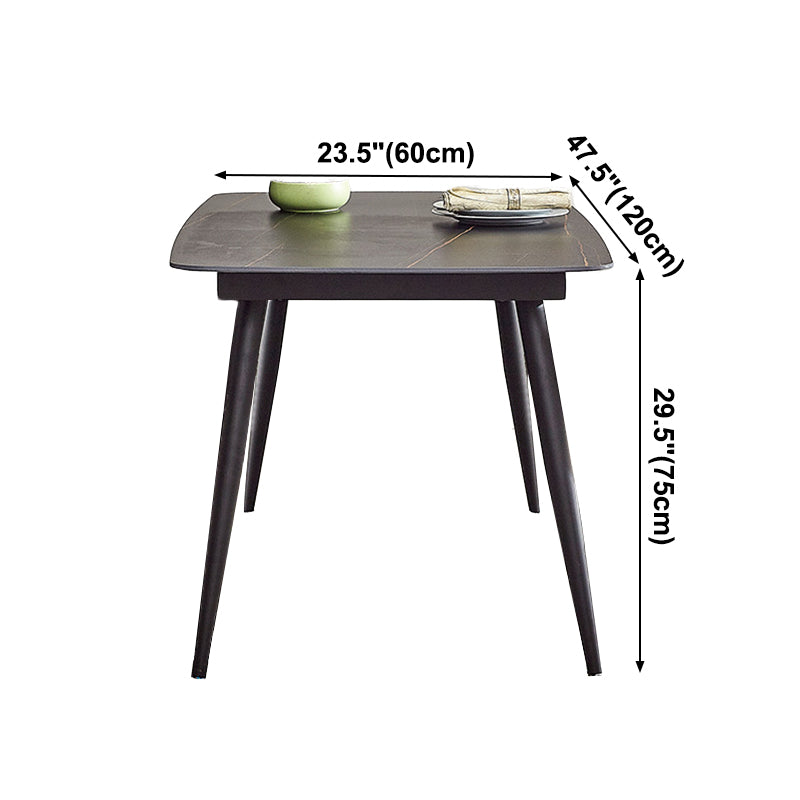 Mesa de comedor rectangular industrial de metal, mesa interior con tapa de piedra sinterizada para comedor