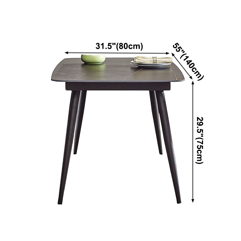 Mesa de comedor rectangular industrial de metal, mesa interior con tapa de piedra sinterizada para comedor