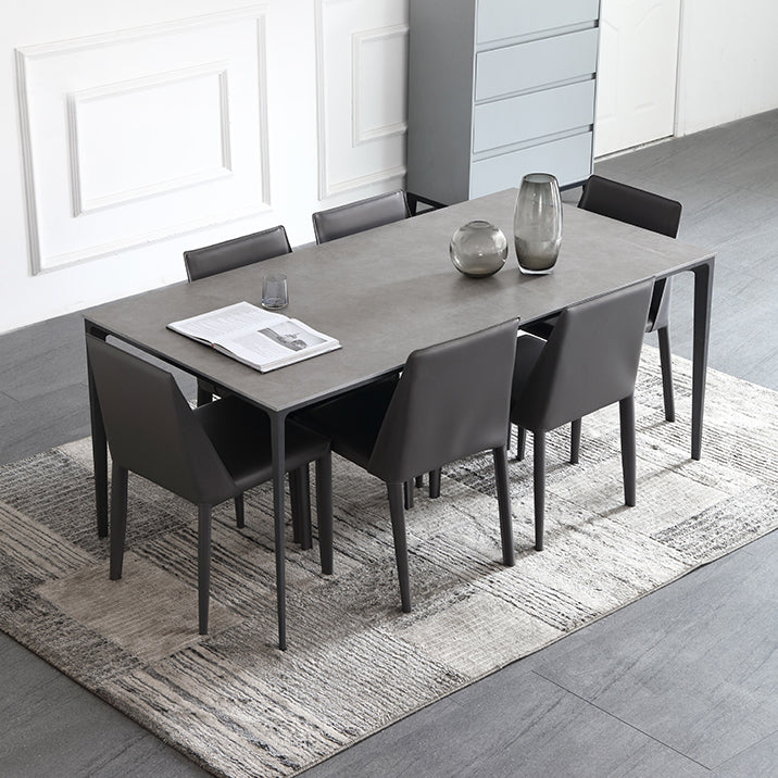 Mesa de comedor de piedra sinterizada de estilo industrial Mesa Base Metálica Mesa Rectángulo