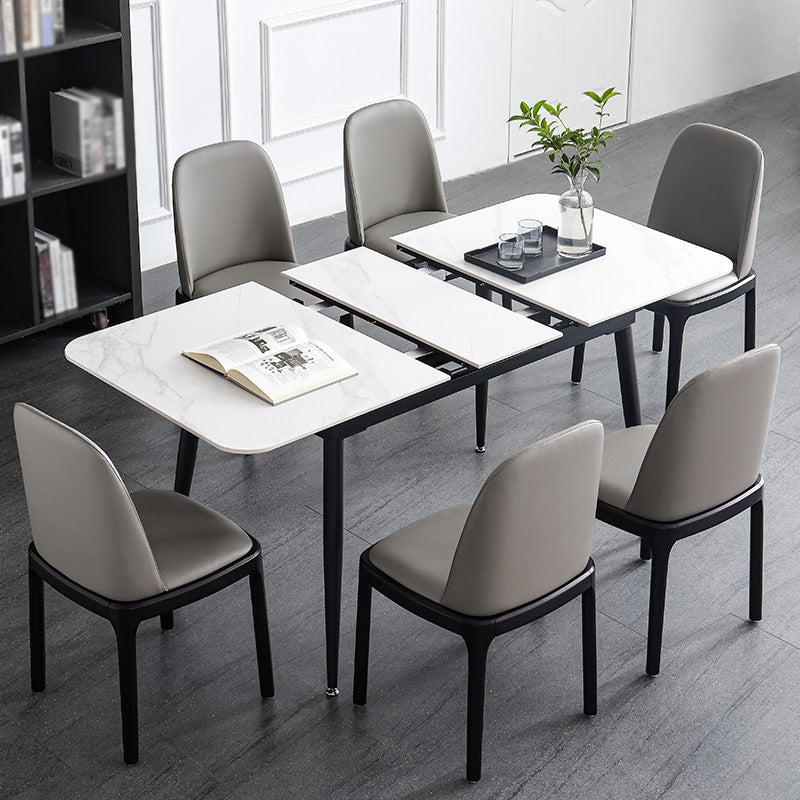 4-foot Stone Dinette Table Industrial Style Rectangle Dining Table with Drop Leaf