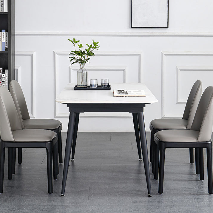 4-foot Stone Dinette Table Industrial Style Rectangle Dining Table with Drop Leaf