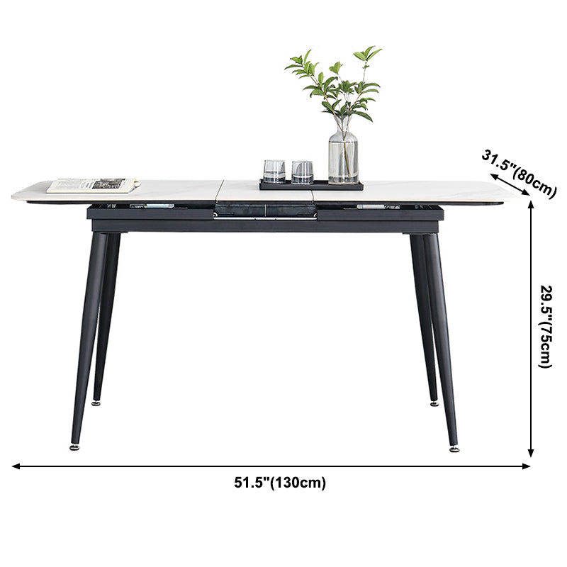 4-foot Stone Dinette Table Industrial Style Rectangle Dining Table with Drop Leaf
