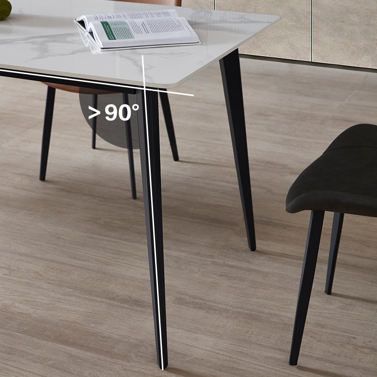 Industrial Sintered Stone 55 "breiter Esstisch Rechteckform Tabelle mit 4 Beinen Basis