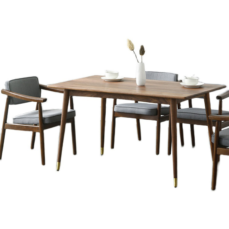 Rectangle Luxury Dining Table Wood Color Fixed Table with Pinewood Solid Wood