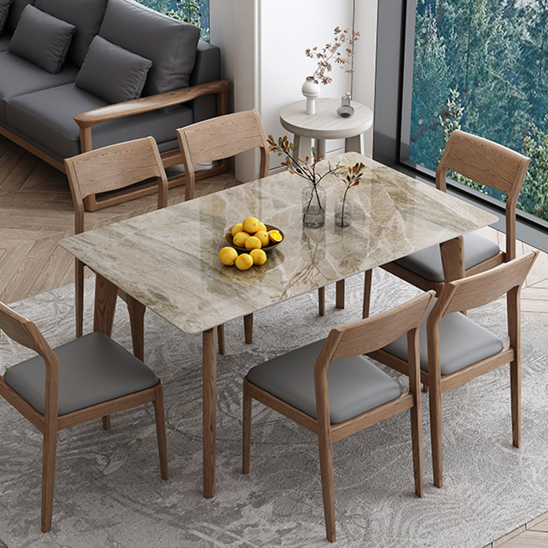 Mesa de comedor de piedra sinterizada industrial Mesa de comedor de cocina rectangular con 4 patas base