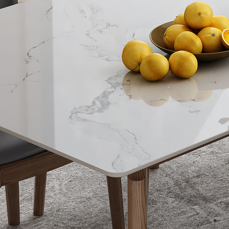 Mesa de comedor de piedra sinterizada industrial Mesa de comedor de cocina rectangular con 4 patas base