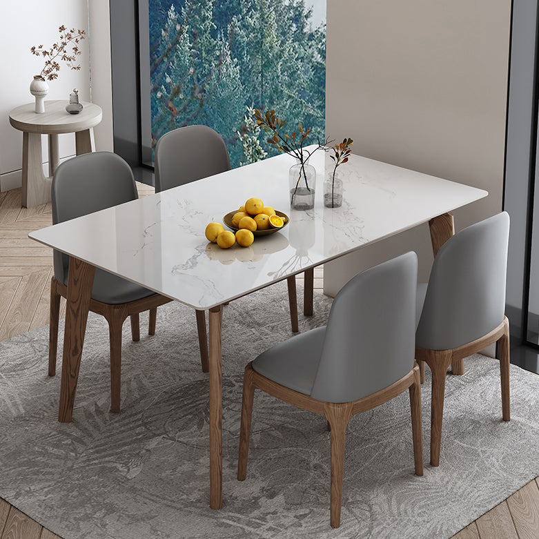 Mesa de comedor de piedra sinterizada industrial Mesa de comedor de cocina rectangular con 4 patas base