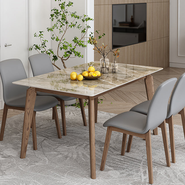 Mesa de comedor de piedra sinterizada industrial Mesa de comedor de cocina rectangular con 4 patas base