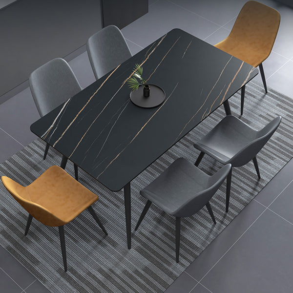Metal Industrial Rectangle Dining Table Sintered Stone Table for Dining Room