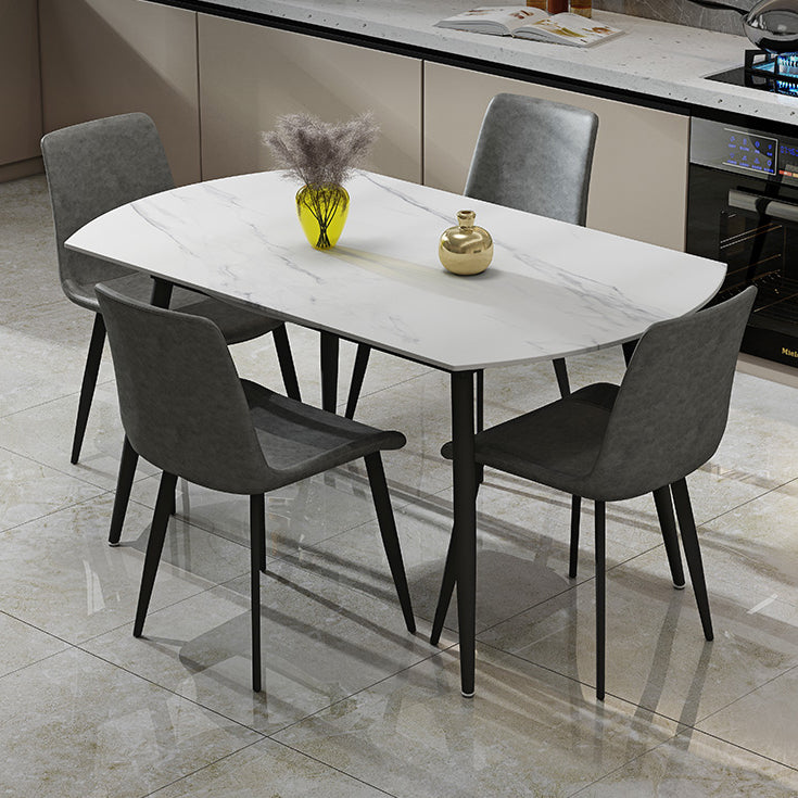 Extendable Round Dining Table Modern Sintered Stone Top Table with Metal 4 Legs