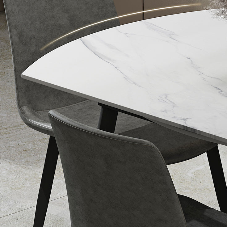 Extendable Round Dining Table Modern Sintered Stone Top Table with Metal 4 Legs