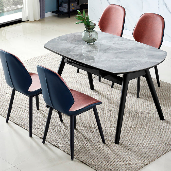 Moderner gesinterter Stein Esstisch 51.18 "runder Dropblatttisch mit schwarzem Rahmen
