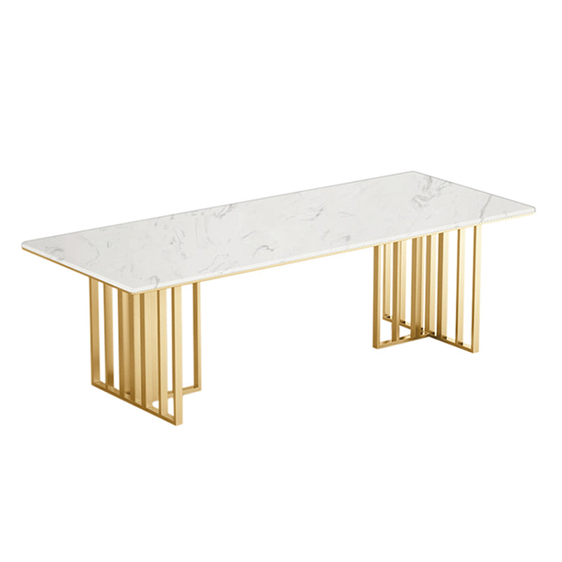Metal Traditional Luxury Rectangle Table Sintered Stone Indoor Table for Kitchen and Dining Room
