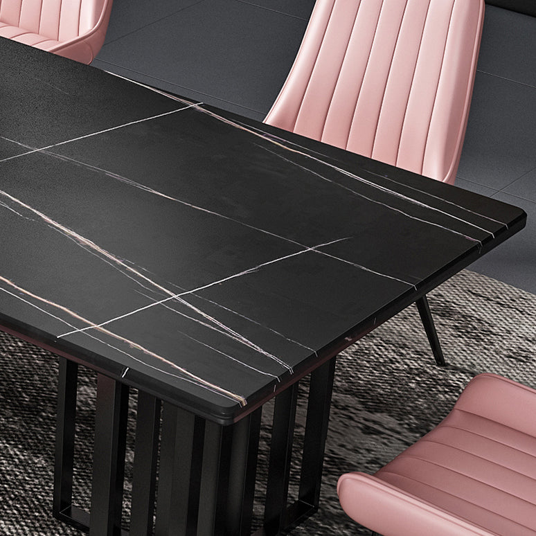 Metal Traditional Luxury Rectangle Table Sintered Stone Indoor Table for Kitchen and Dining Room