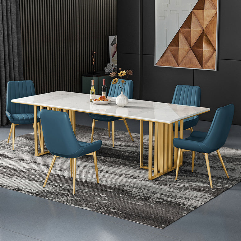 Metal Traditional Luxury Rectangle Table Sintered Stone Indoor Table for Kitchen and Dining Room