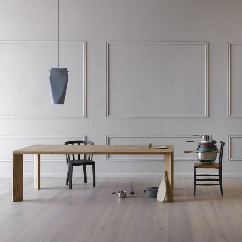 Rectangle Modern Style Dining Table Two-Color Fixed Table with Solid Wood