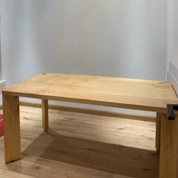 Rectangle Modern Style Dining Table Two-Color Fixed Table with Solid Wood
