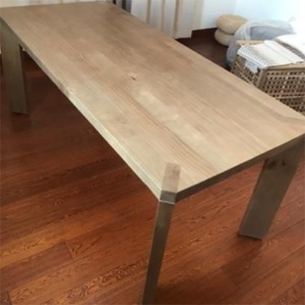 Rectangle Modern Style Dining Table Two-Color Fixed Table with Solid Wood