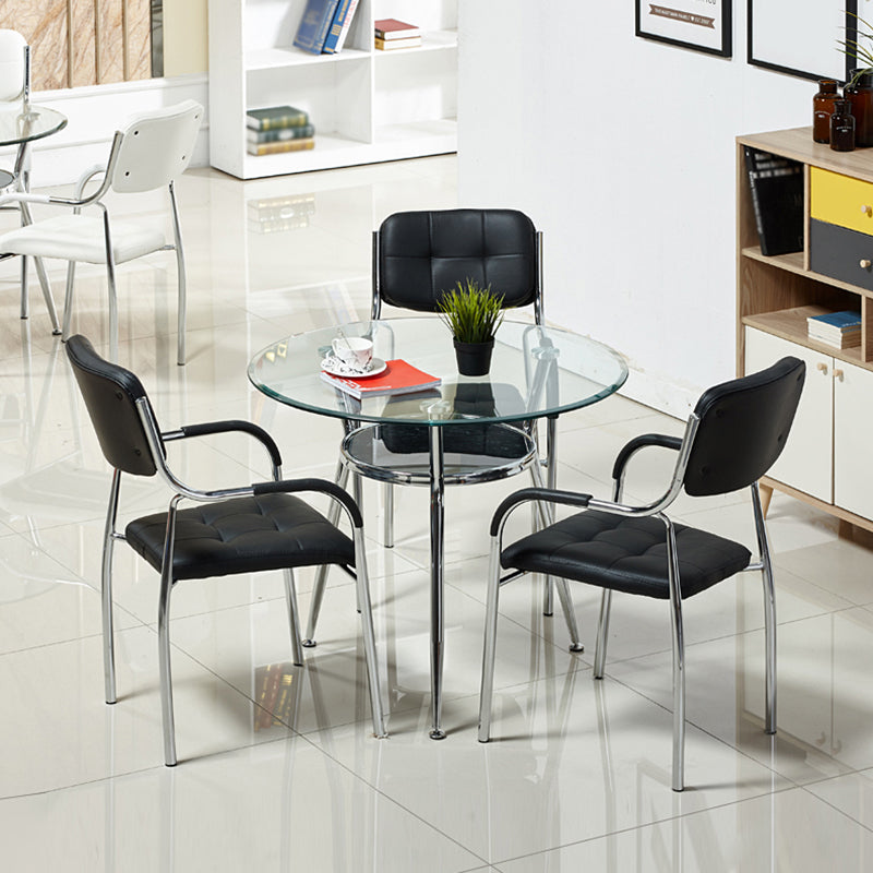 Modern Style Glass Dining Table Clear Round Table with 3 Legs for Home Use