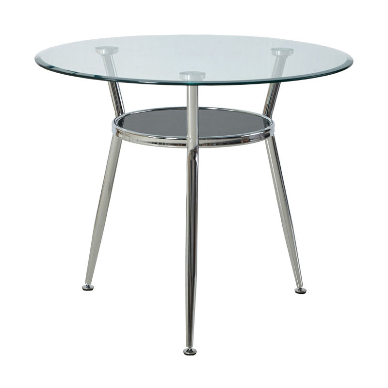 Table à manger en verre moderne de style table ronde transparente avec 3 jambes pour un usage domestique