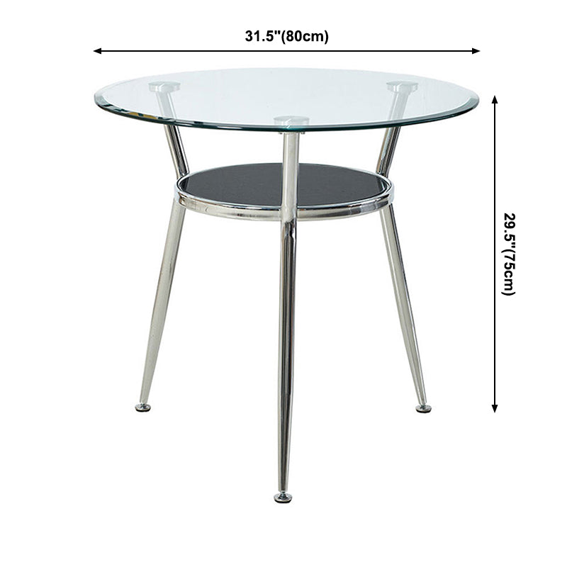 Modern Style Glass Dining Table Clear Round Table with 3 Legs for Home Use