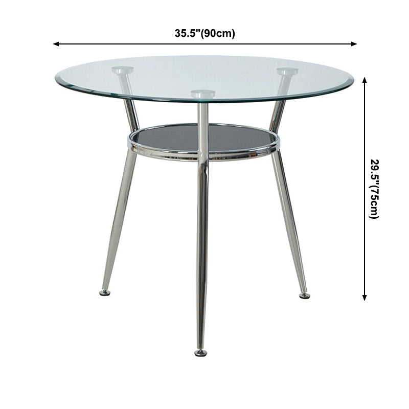 Modern Style Glass Dining Table Clear Round Table with 3 Legs for Home Use