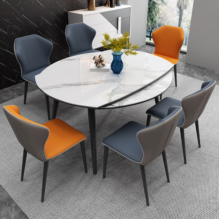 Meubles de style contemporain Table du site à manger ronde de 4 pieds avec feuille de goutte