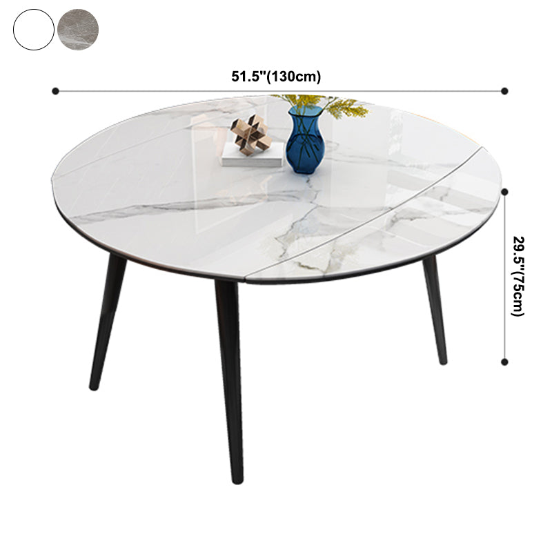 Meubles de style contemporain Table du site à manger ronde de 4 pieds avec feuille de goutte