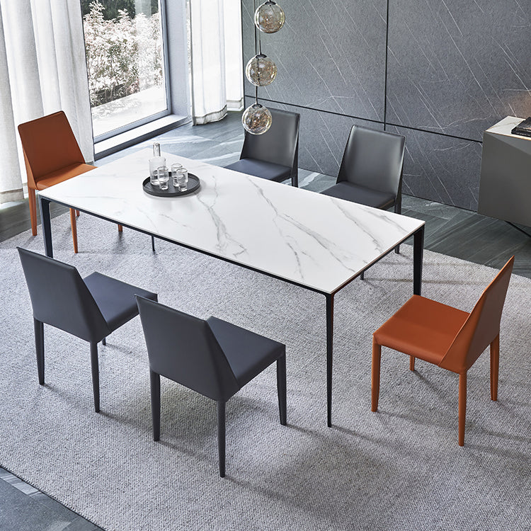 Table à manger à manger blanche en pierre fritrée simple