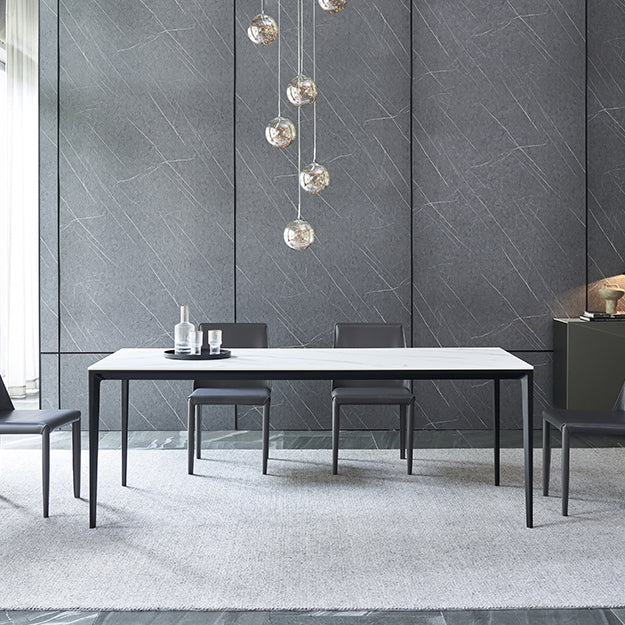 Simple Sintered Stone Top White Dining Table Rectangle Shape Dining Table for Kitchen