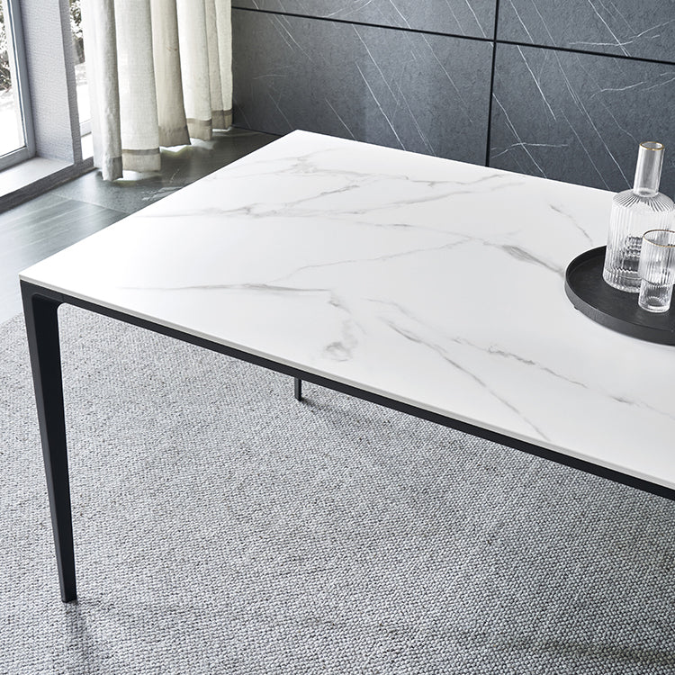 Table à manger à manger blanche en pierre fritrée simple