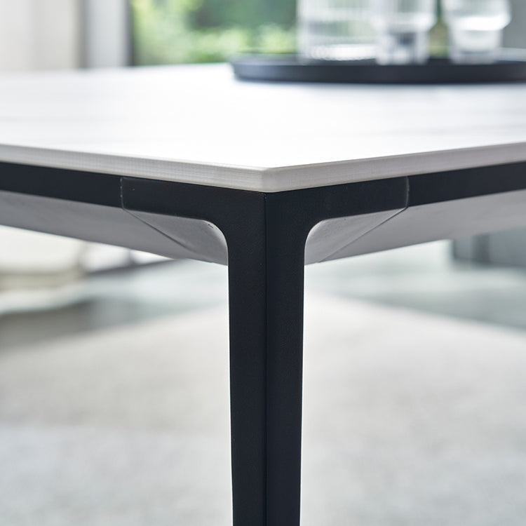 Table à manger à manger blanche en pierre fritrée simple