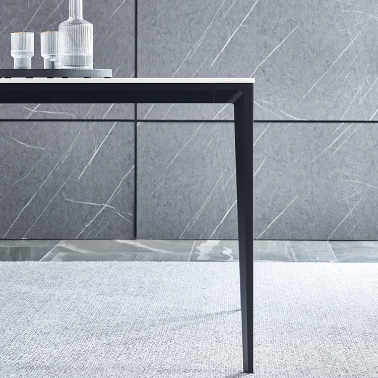 Table à manger à manger blanche en pierre fritrée simple