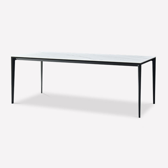 Table à manger à manger blanche en pierre fritrée simple