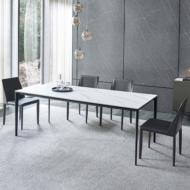 Table à manger à manger blanche en pierre fritrée simple