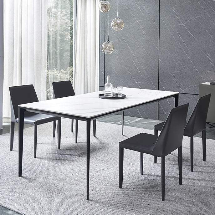 Table à manger à manger blanche en pierre fritrée simple