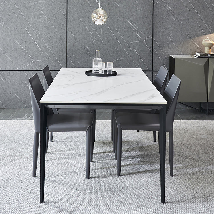 Table à manger à manger blanche en pierre fritrée simple