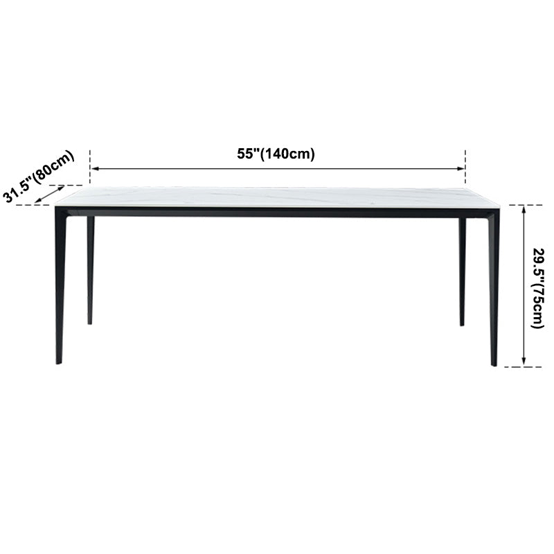 Table à manger à manger blanche en pierre fritrée simple