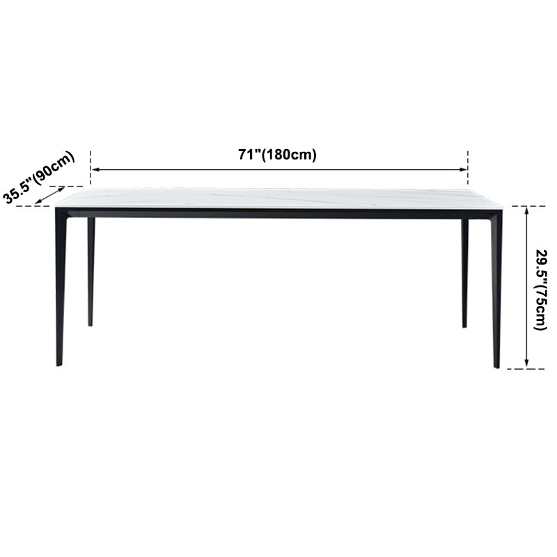 Table à manger à manger blanche en pierre fritrée simple