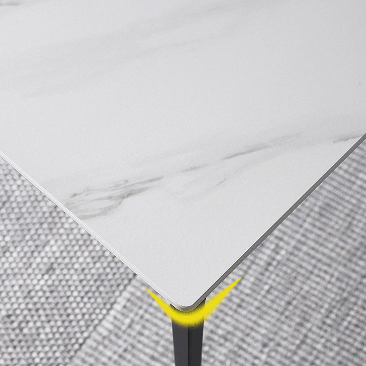 Eenvoudige keuken rechthoekige vorm eettafel gesinterde stenen top eettafel met 4 potenbasis