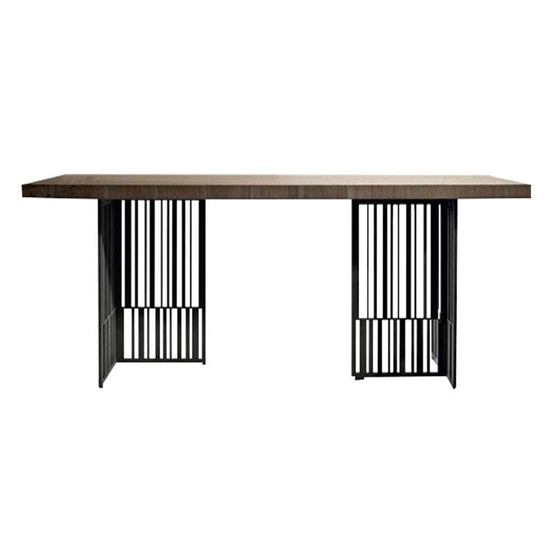 Mesa de comedor rectangular industrial de metal mesa de comedor de madera para cocina