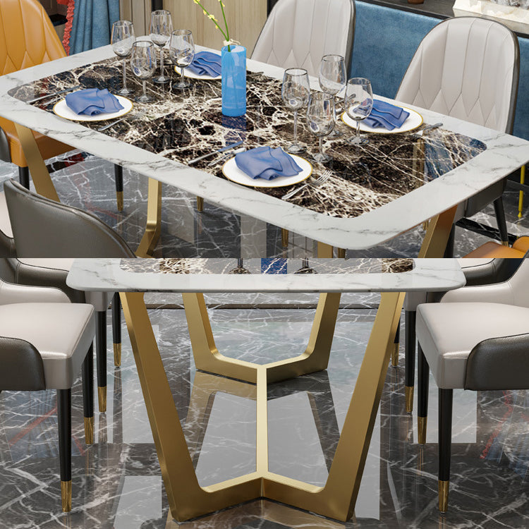 Metal Mesa Top de mármol rectangular de lujo de metal con base de caballete