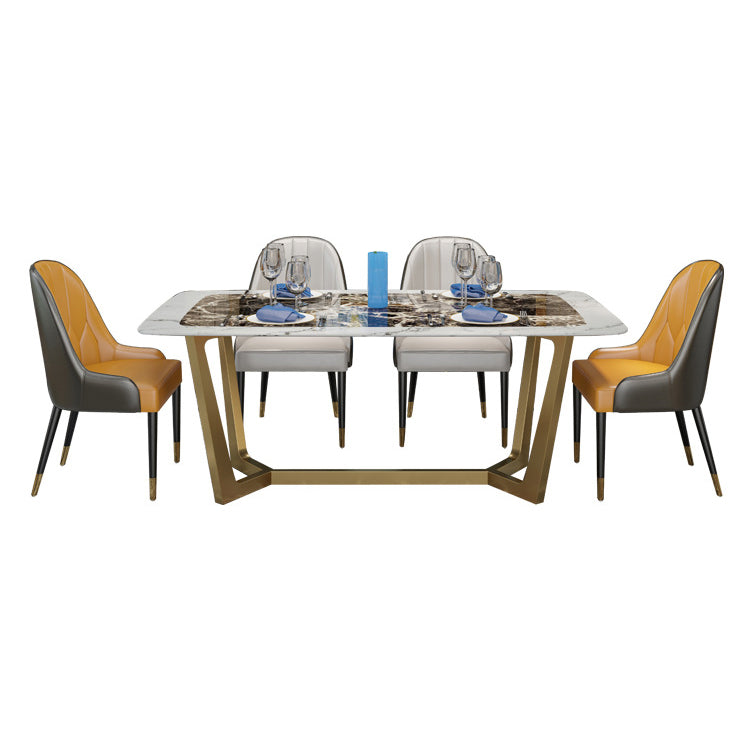 Metal Mesa Top de mármol rectangular de lujo de metal con base de caballete
