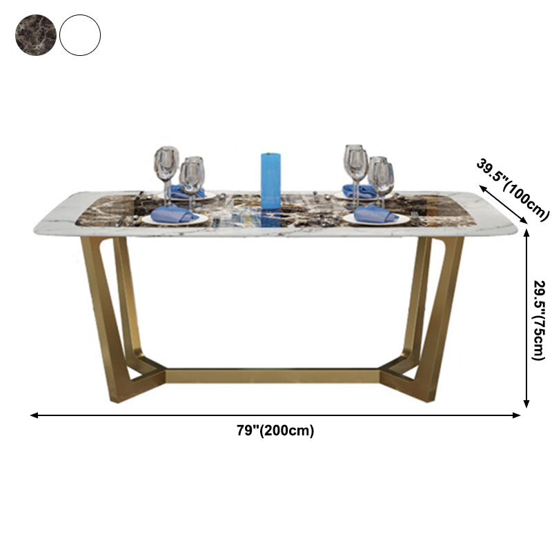 Metal Mesa Top de mármol rectangular de lujo de metal con base de caballete