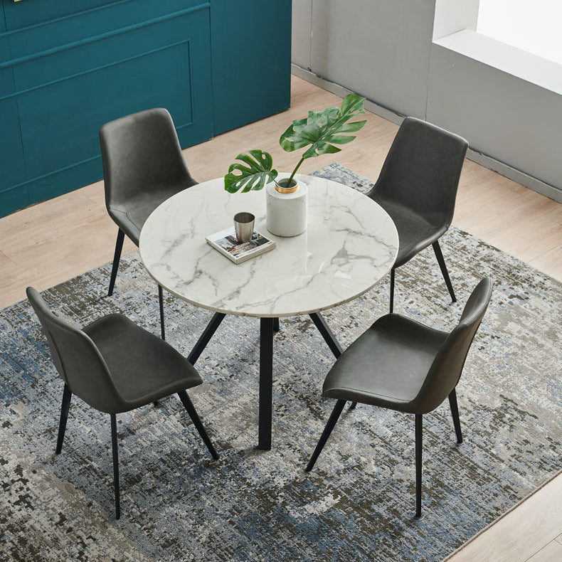 Mesa de comedor blanca de mármol redonda Simplicidad de 4 patas para comedor para comedor