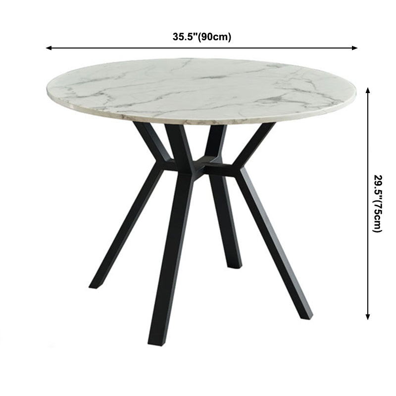Mesa de comedor blanca de mármol redonda Simplicidad de 4 patas para comedor para comedor