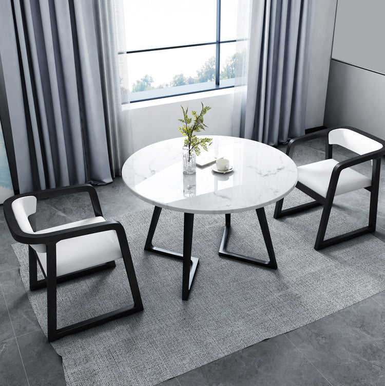 Sintered Stone White Ton Esstisch Industrial Doppelpodest Tisch für Esszimmer