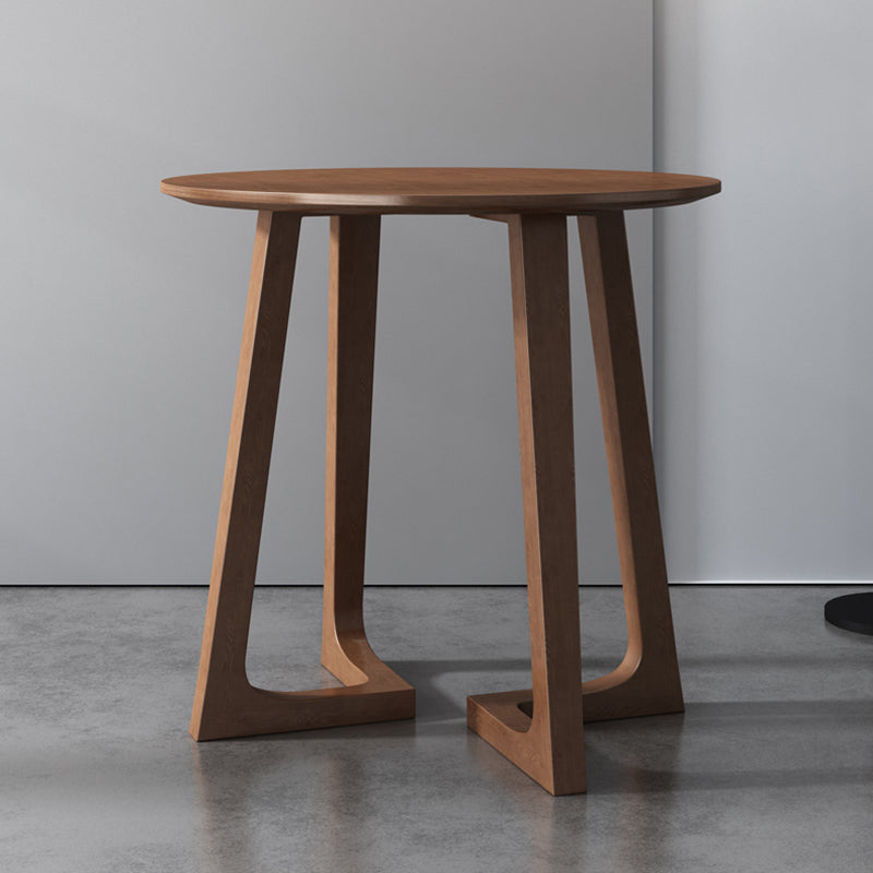 Solid Wood Brown Tone Dining Table Modern Double Pedestal Table for Dining Room